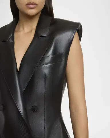 Givenchy Sleeveless Double-Breasted Leather Jacket | Thumbnail 5
