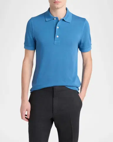 Tom Ford Men's Lyocell Pique Polo Shirt | Thumbnail 4
