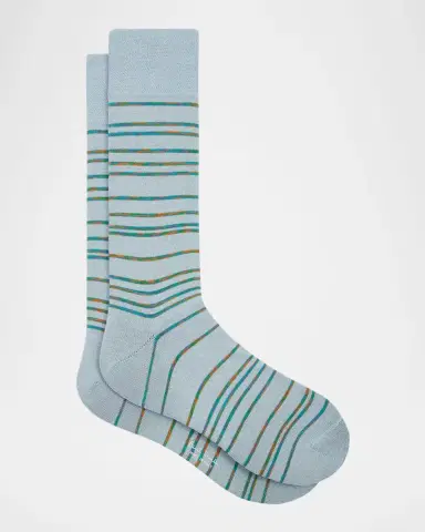 Paul Smith Men's Kew Multicolor Pinstripe Crew Socks | Thumbnail 2