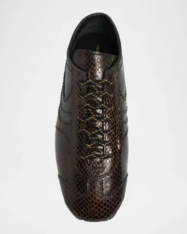 Dries Van Noten Dustin Snake-Embossed Leather Retro Sneakers | Thumbnail 4