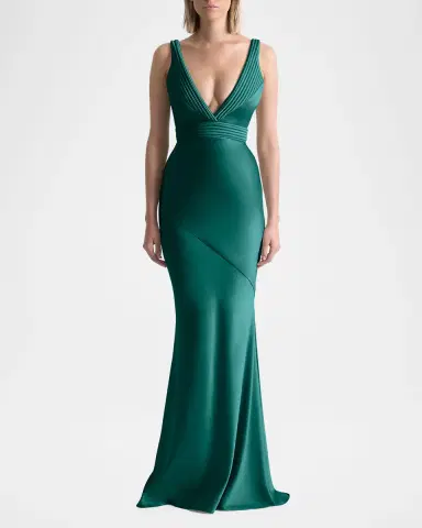 Zhivago Beloved Deep V-Neck Stretch Satin Gown | Thumbnail 2 Zhivago Beloved Deep V-Neck Stretch Satin Gown | Thumbnail 2