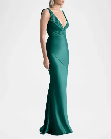 Zhivago Beloved Deep V-Neck Stretch Satin Gown | Thumbnail 4 Zhivago Beloved Deep V-Neck Stretch Satin Gown | Thumbnail 4