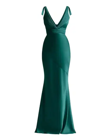 Zhivago Beloved Deep V-Neck Stretch Satin Gown | Thumbnail 1 Zhivago Beloved Deep V-Neck Stretch Satin Gown | Thumbnail 1