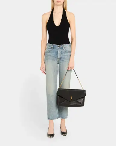 Saint Laurent YSL Envelope Clutch Bag in Grained Leather | Thumbnail 4