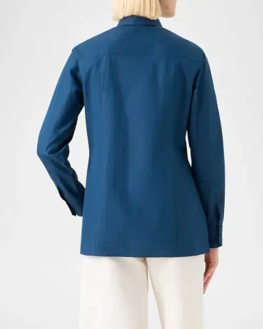 Akris Pleated Front Cotton Poplin Button-Down Shirt | Thumbnail 3 Akris Pleated Front Cotton Poplin Button-Down Shirt | Thumbnail 3