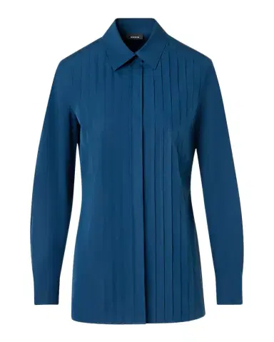Akris Pleated Front Cotton Poplin Button-Down Shirt | Thumbnail 1 Akris Pleated Front Cotton Poplin Button-Down Shirt | Thumbnail 1
