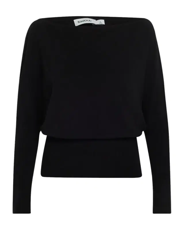 SIMKHAI Lavina Draped Off-Shoulder Sweater