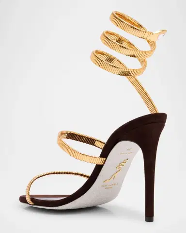 René Caovilla Meta Snake Spiral-Wrap Suede Sandals | Thumbnail 4 René Caovilla Meta Snake Spiral-Wrap Suede Sandals | Thumbnail 4