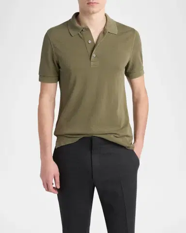 Tom Ford Men's Lyocell Pique Polo Shirt | Thumbnail 3