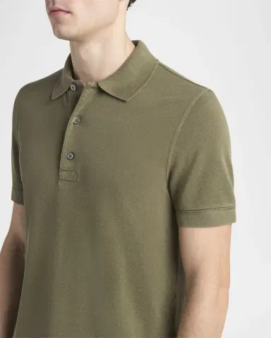 Tom Ford Men's Lyocell Pique Polo Shirt | Thumbnail 5
