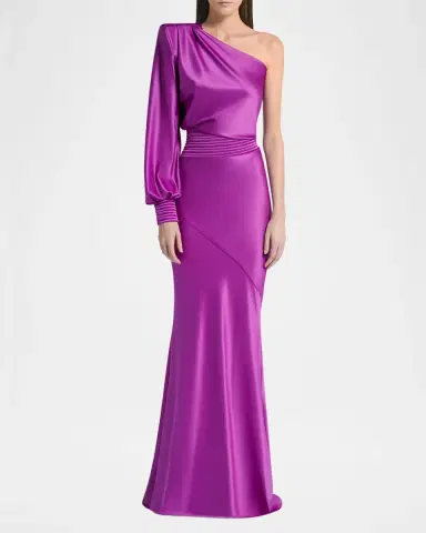 Zhivago Don 't Look Now Draped One-Shoulder Satin Gown | Thumbnail 2 Zhivago Don 't Look Now Draped One-Shoulder Satin Gown | Thumbnail 2