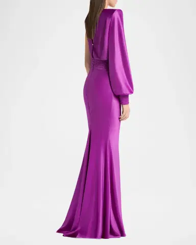 Zhivago Don 't Look Now Draped One-Shoulder Satin Gown | Thumbnail 3 Zhivago Don 't Look Now Draped One-Shoulder Satin Gown | Thumbnail 3