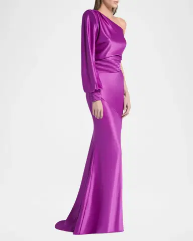 Zhivago Don 't Look Now Draped One-Shoulder Satin Gown | Thumbnail 4 Zhivago Don 't Look Now Draped One-Shoulder Satin Gown | Thumbnail 4
