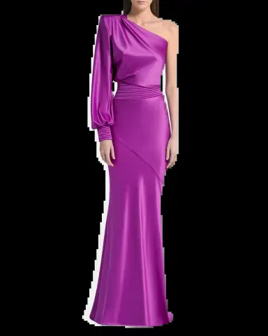 Zhivago Don 't Look Now Draped One-Shoulder Satin Gown | Thumbnail 6 Zhivago Don 't Look Now Draped One-Shoulder Satin Gown | Thumbnail 6