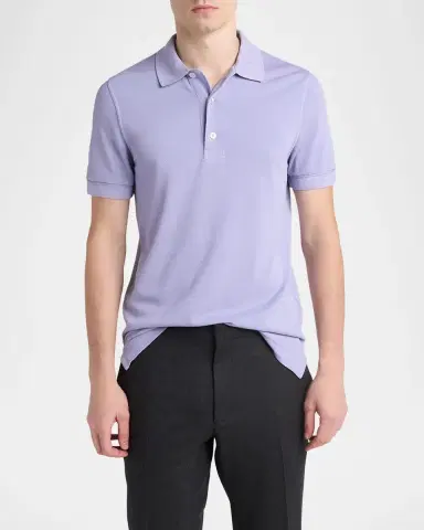 Tom Ford Men's Lyocell Pique Polo Shirt | Thumbnail 4
