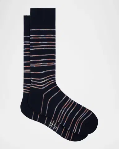 Paul Smith Men's Kew Multicolor Pinstripe Crew Socks | Thumbnail 2