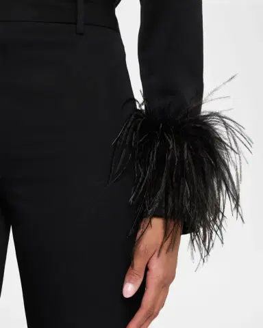 Ungaro Luna Feather-Cuff Satin Blouse | Thumbnail 5 Ungaro Luna Feather-Cuff Satin Blouse | Thumbnail 5