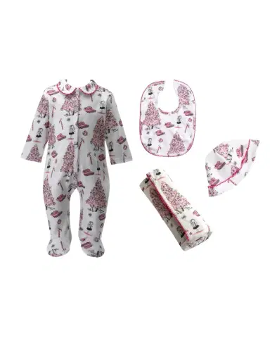 Rachel Riley Girl 's Eloise Christmas Tree Babygro 4-Piece Set, Size Newborn-12M | Thumbnail 1