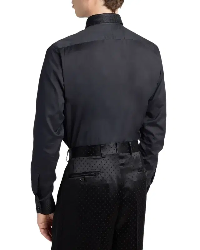 TOM FORD Men 's Cotton and Silk Jacquard-Trim Dress Shirt