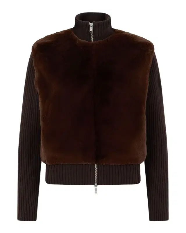 Moose Knuckles Dua Bunny Faux Fur Sweater Jacket