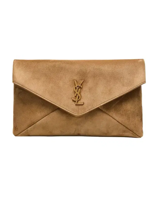Saint Laurent Large YSL Envelope Flap Clutch Bag in Suede