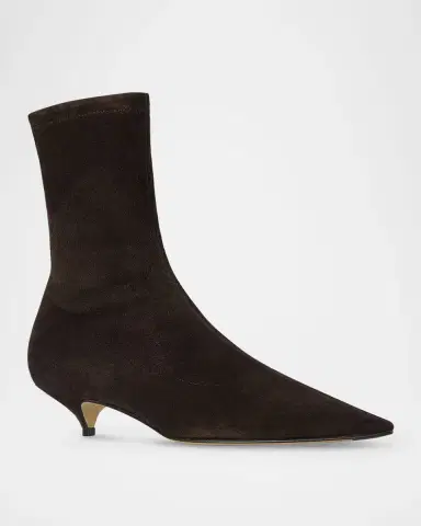 The Row Liisa Suede Kitten-Heel Booties | Thumbnail 2