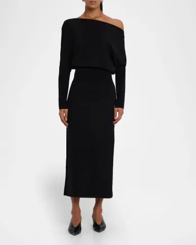 Simkhai Janese Off-Shoulder Wool Midi Dress | Thumbnail 2 Simkhai Janese Off-Shoulder Wool Midi Dress | Thumbnail 2