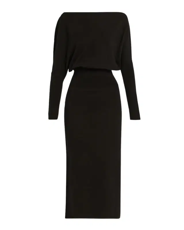 SIMKHAI Janese Off-Shoulder Wool Midi Dress