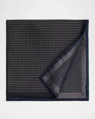 Brioni Men's Screen-Print Silk Pocket Square | Thumbnail 2 Brioni Men's Screen-Print Silk Pocket Square | Thumbnail 2