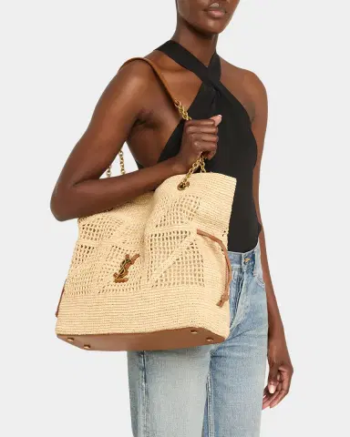Saint Laurent Jamie YSL Shopper Tote Bag in Woven Raffia | Thumbnail 2 Saint Laurent Jamie YSL Shopper Tote Bag in Woven Raffia | Thumbnail 2