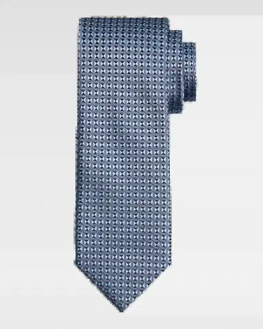 Brioni Men 's Woven Micro-Geometric Silk Tie | Thumbnail 2