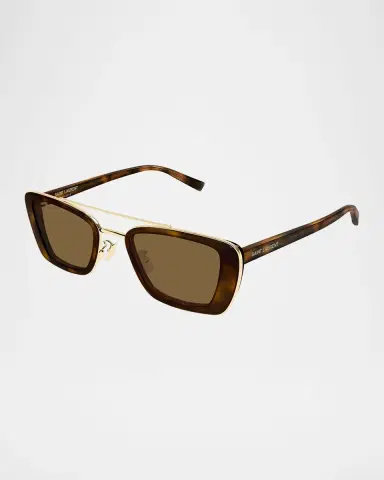 Saint Laurent 50mm Acetate & Metal Rectangular Sunglasses | Thumbnail 2