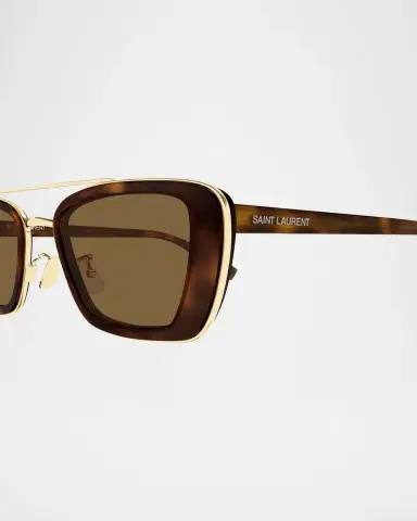 Saint Laurent 50mm Acetate & Metal Rectangular Sunglasses | Thumbnail 3