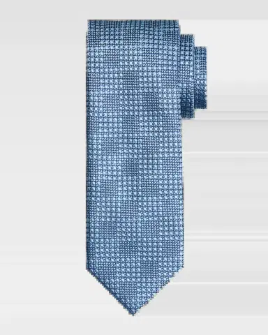 Brioni Men's Textured Check Jacquard Silk Tie | Thumbnail 2