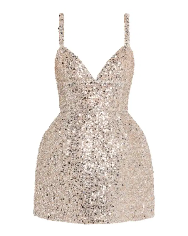 Bronx Banco Tessa Deep V-Neck Sequin Mini Dress