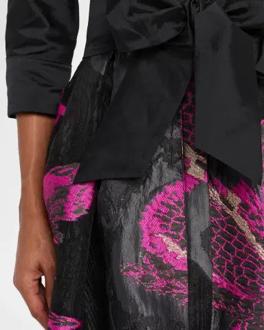 Rickie Freeman for Teri Jon Metallic Floral Jacquard Shirt Gown | Thumbnail 5 Rickie Freeman for Teri Jon Metallic Floral Jacquard Shirt Gown | Thumbnail 5