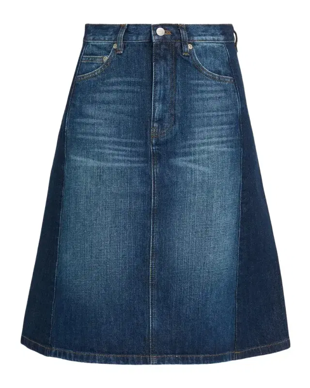 Marc Jacobs Two-Tone Denim Midi Skirt