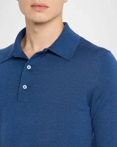 TOM FORD Men's Cashmere and Silk Long-Sleeve Polo Sweater | Thumbnail 5 TOM FORD Men's Cashmere and Silk Long-Sleeve Polo Sweater | Thumbnail 5