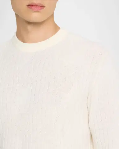 Brioni Men's Wool and Cashmere Cable Knit Crewneck Sweater | Thumbnail 5