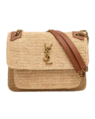 Saint Laurent Niki Medium YSL Shoulder Bag in Raffia | Thumbnail 1 Saint Laurent Niki Medium YSL Shoulder Bag in Raffia | Thumbnail 1