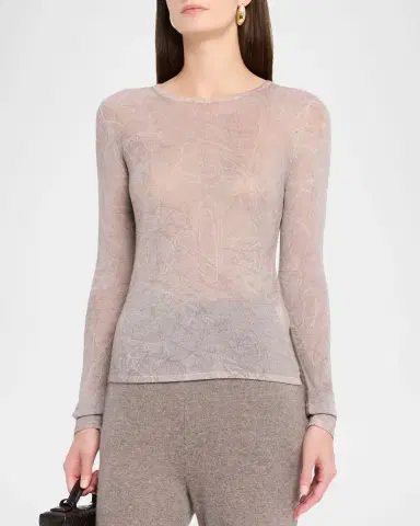 TSE Cashmere Cashmere Sheer Abstract-Print Top | Thumbnail 4 TSE Cashmere Cashmere Sheer Abstract-Print Top | Thumbnail 4