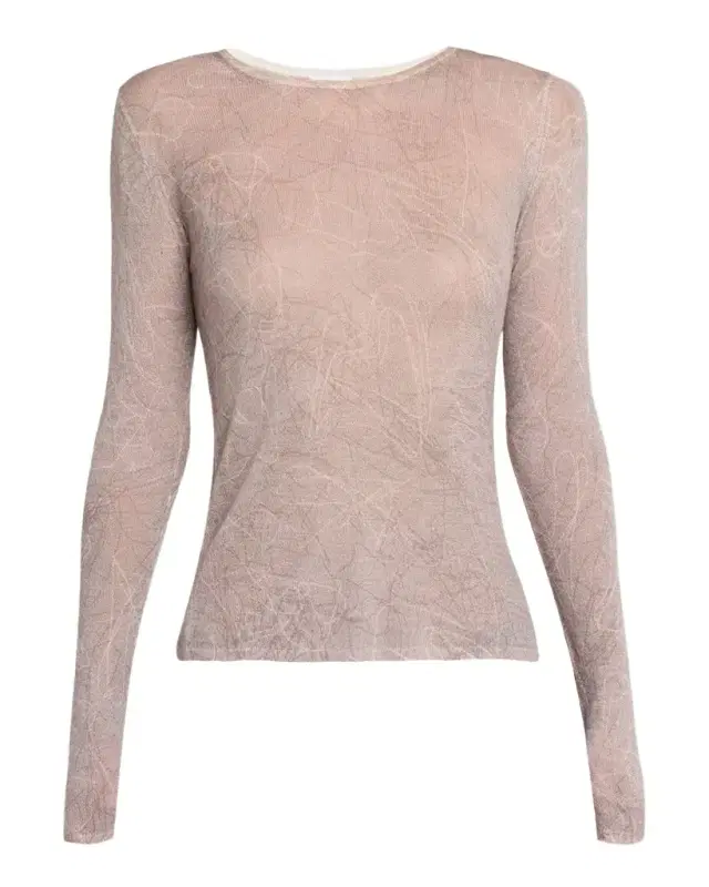 Cashmere Sheer Abstract-Print Top