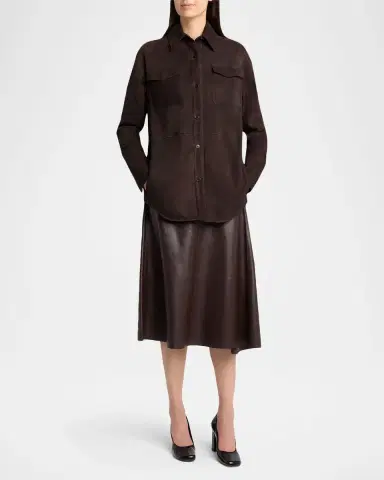 The Row Hedora Leather Midi Skirt | Thumbnail 2