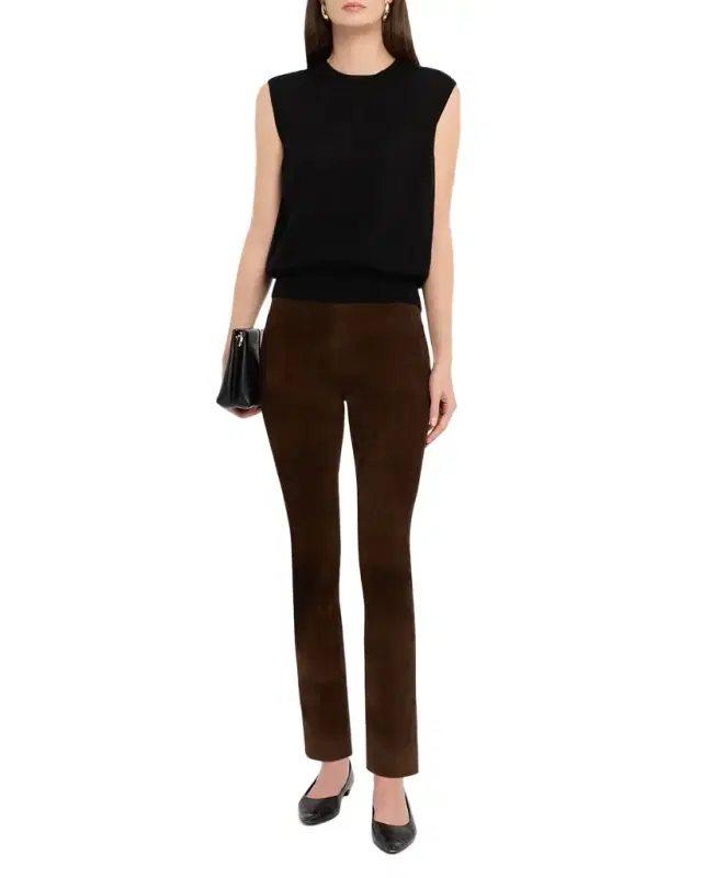 Vince Suede Split-Hem Cropped Pant