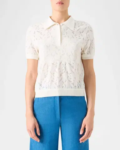 Akris Whitecaps Jacquard Short-Sleeve Polo Shirt | Thumbnail 4