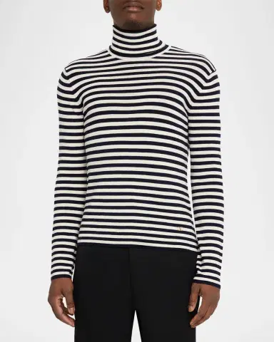 Valentino Garavani Men's Long-Sleeve Stripe Turtleneck T-Shirt | Thumbnail 4