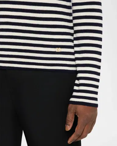 Valentino Garavani Men's Long-Sleeve Stripe Turtleneck T-Shirt | Thumbnail 5