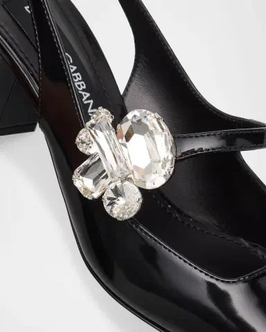 Dolce & Gabbana 60mm Embellished Polished Leather Slingback Pumps | Thumbnail 3 Dolce & Gabbana 60mm Embellished Polished Leather Slingback Pumps | Thumbnail 3