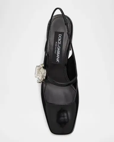 Dolce & Gabbana 60mm Embellished Polished Leather Slingback Pumps | Thumbnail 4 Dolce & Gabbana 60mm Embellished Polished Leather Slingback Pumps | Thumbnail 4