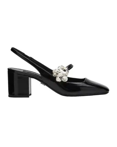 Dolce & Gabbana 60mm Embellished Polished Leather Slingback Pumps | Thumbnail 1 Dolce & Gabbana 60mm Embellished Polished Leather Slingback Pumps | Thumbnail 1